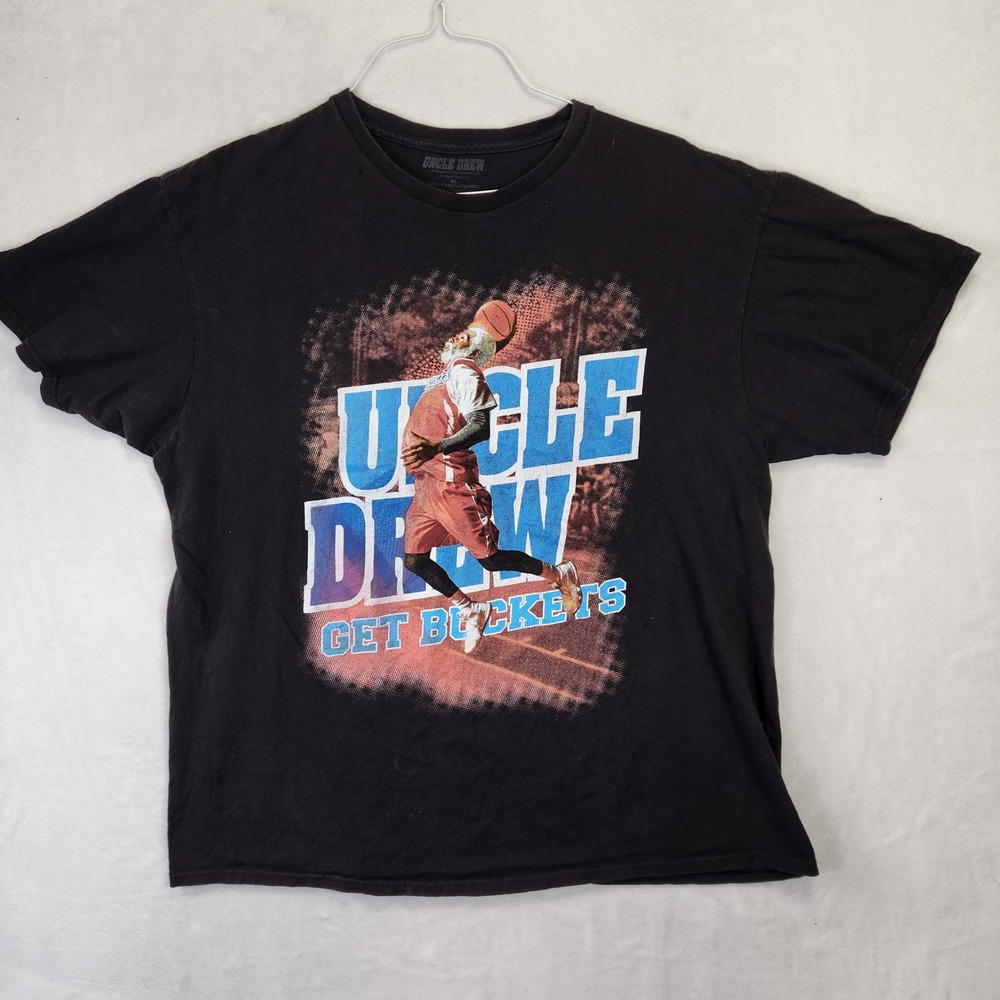 Uncle Drew Get Buckets Kyrie Irving Movie Promo Graphic T-Shirt Black Mens XL